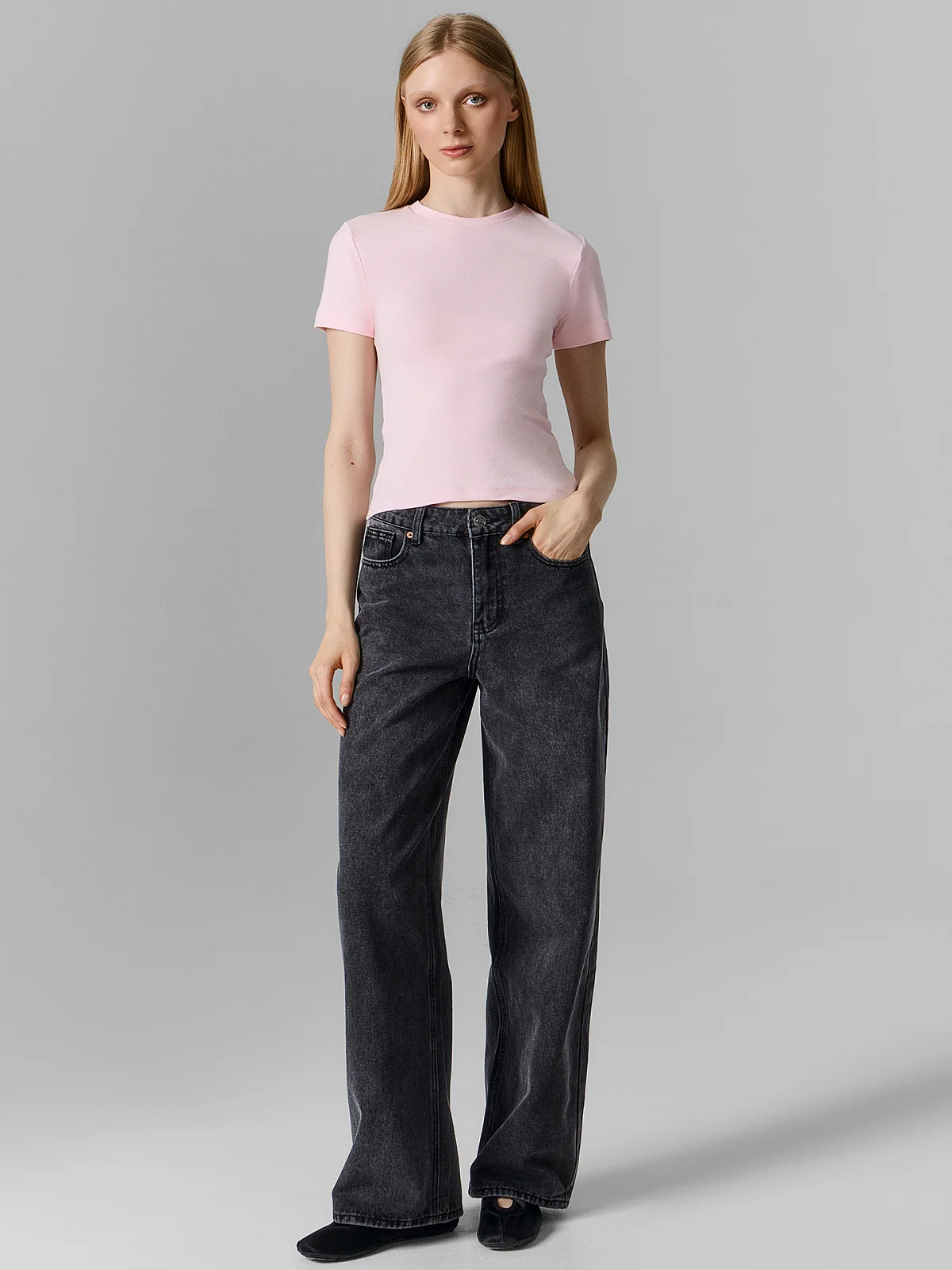 Джинсы baggy fit женские серые - 4