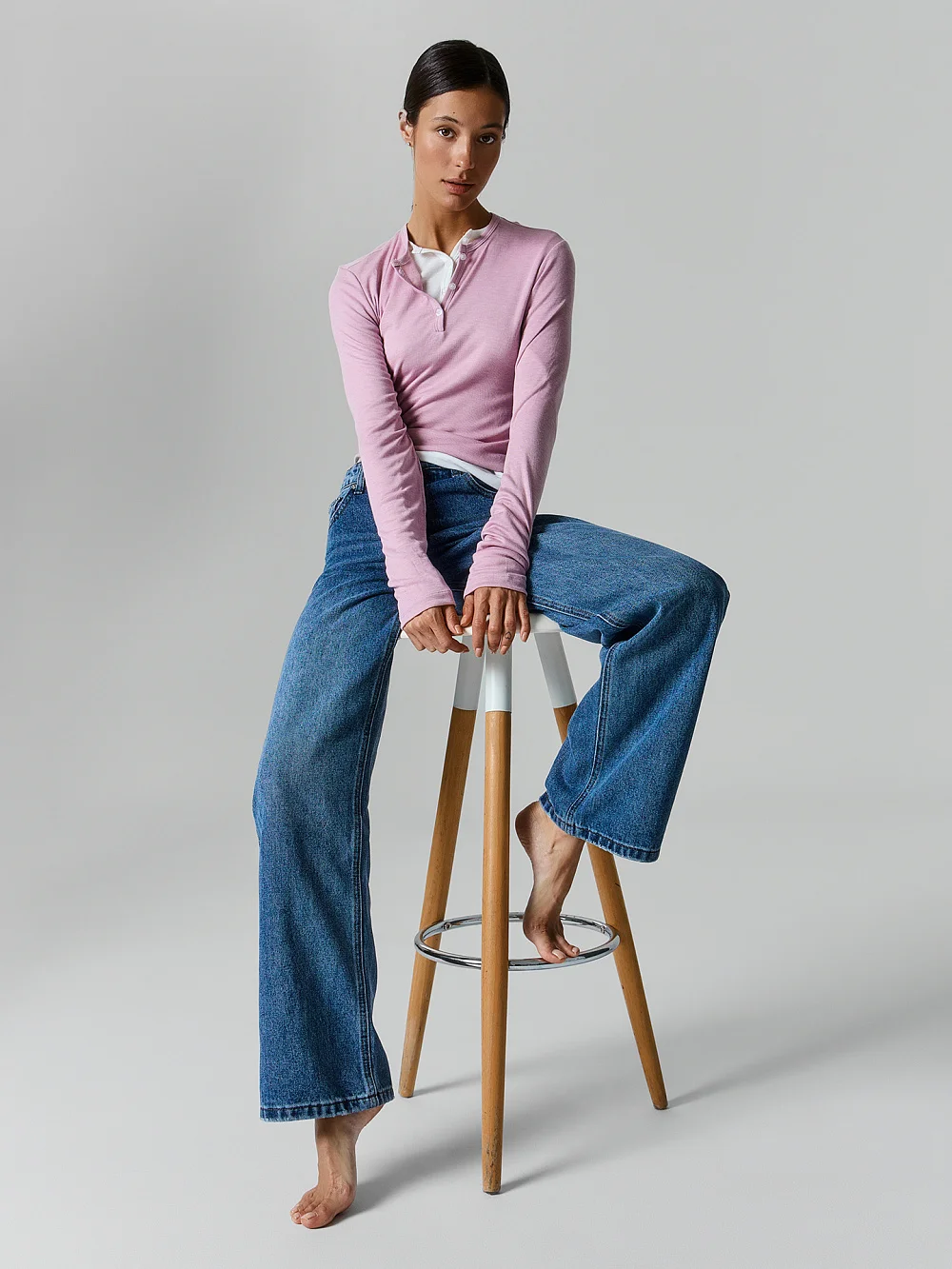 Джинсы Wide leg fit женские синие