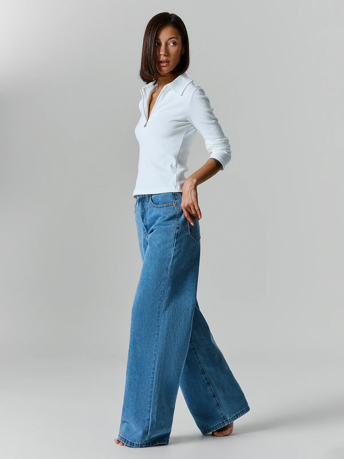 Джинсы Wide leg fit женские синие