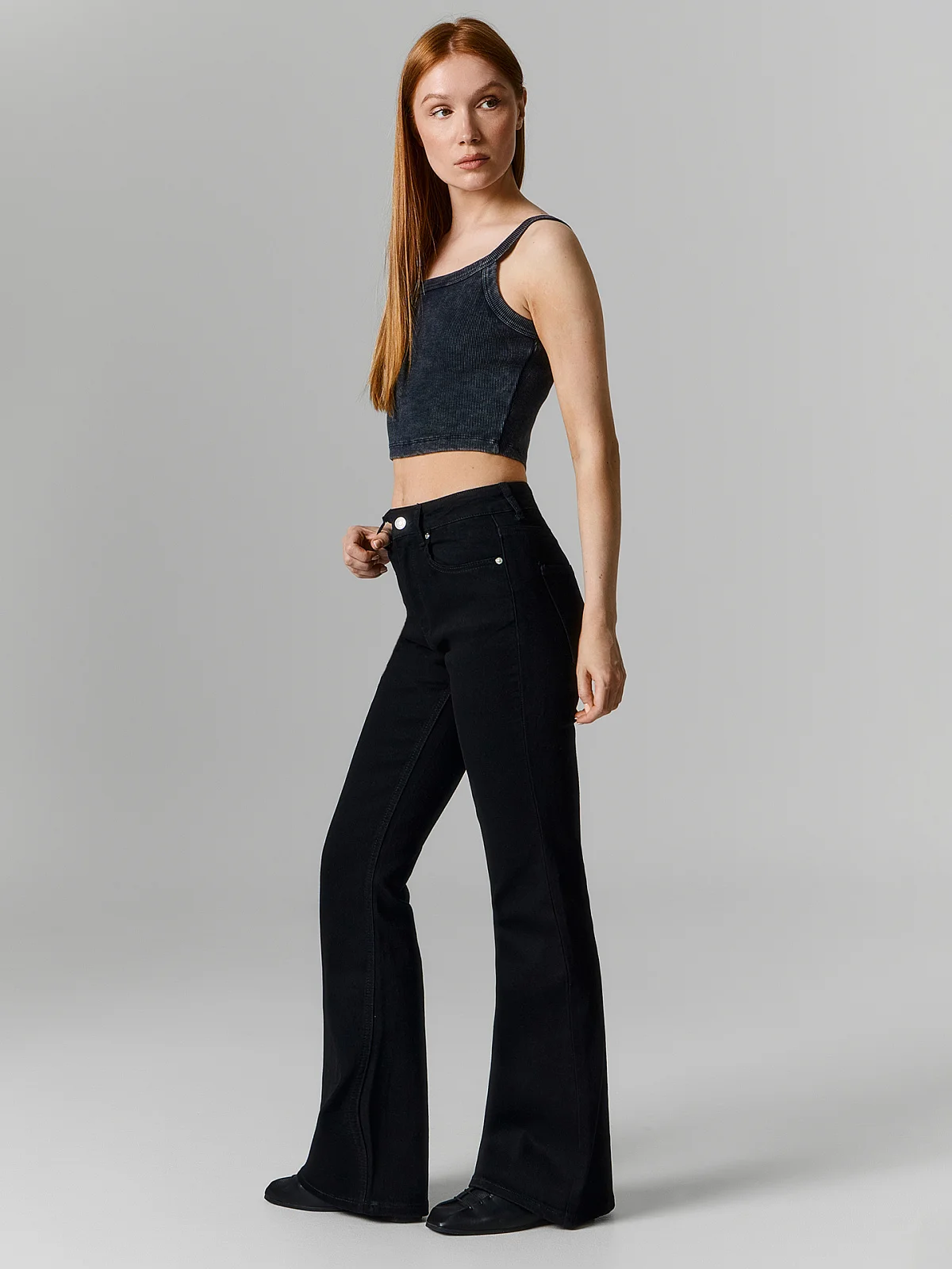 Джинсы Flare fit женские черные
